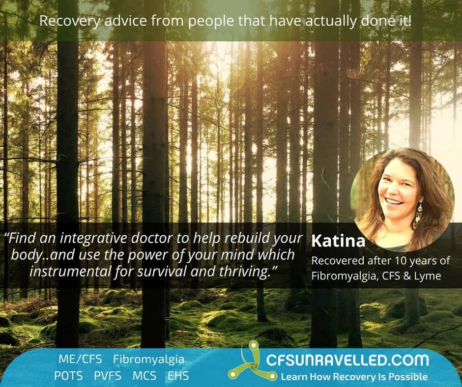 Katina Makris recovery quote with woods in the background