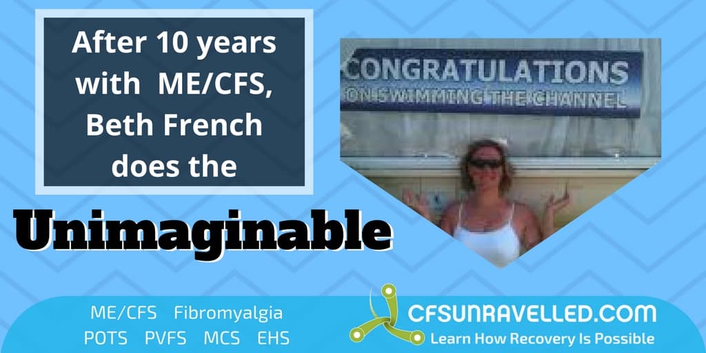after 10 years of ME/CFS, Beth French photo celebrating doing unimaginable