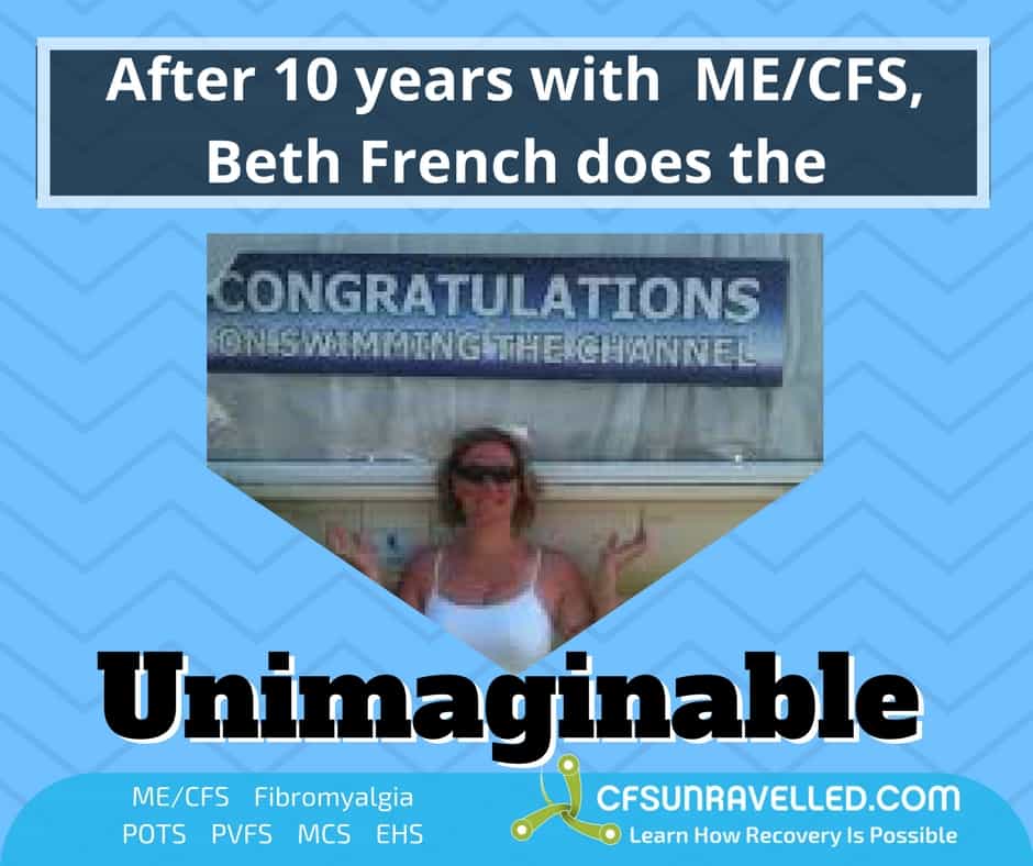 after 10 years of ME/CFS, Beth French photo celebrating doing unimaginable