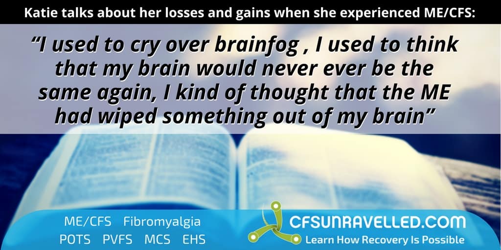 open book with quote how CFS relapse affected Katie
