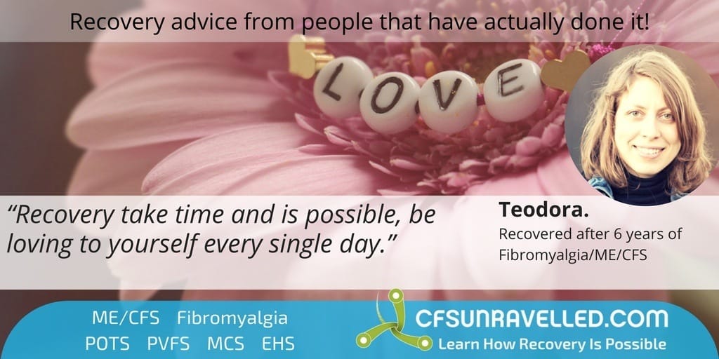 Teodoar recovery quote about self love on top of pink flower with beads spelling love