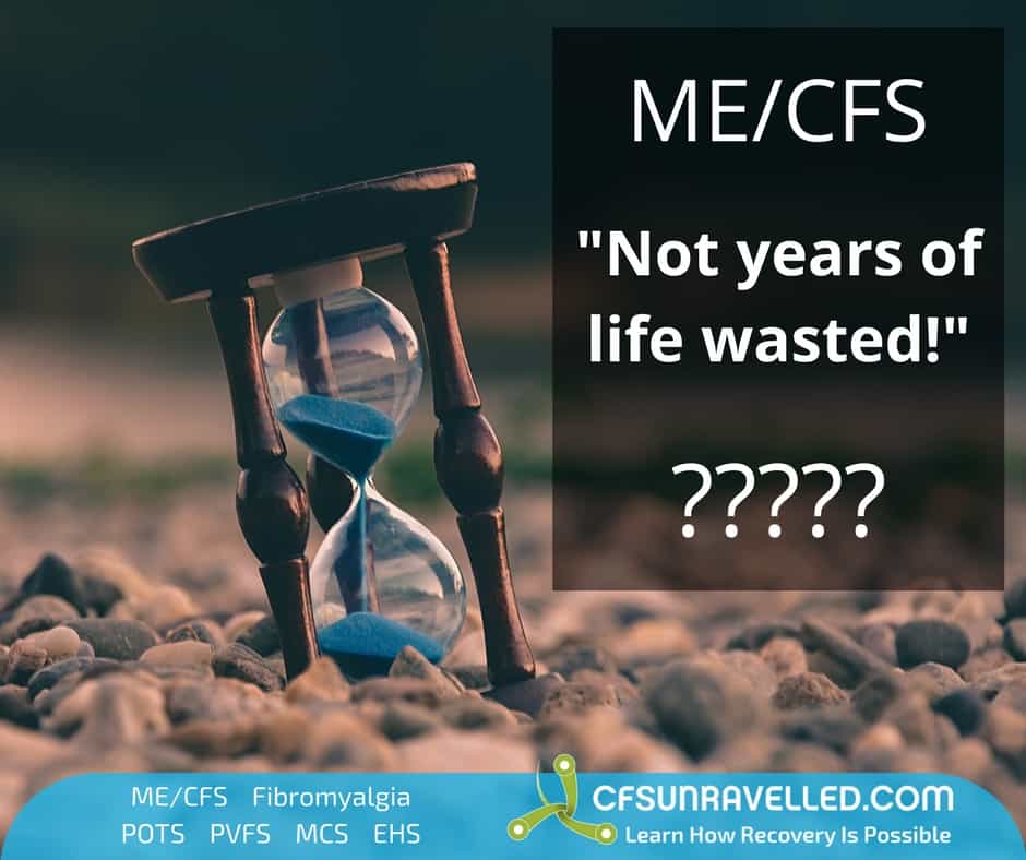 Tim says years with ME/CFS not wasted with background of hourglass