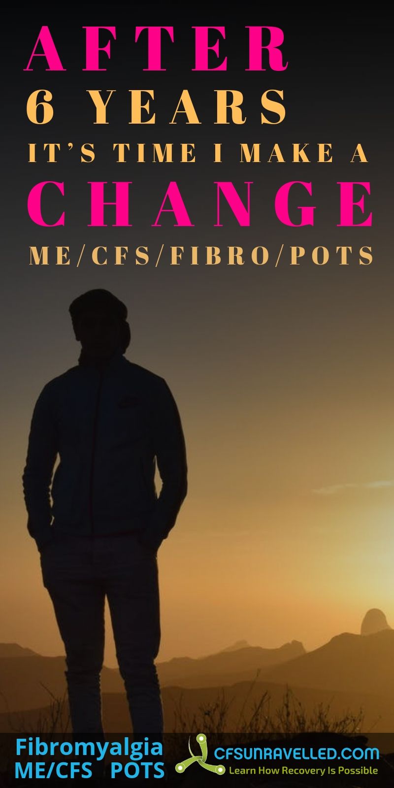 poster about change with man standing near sunset
