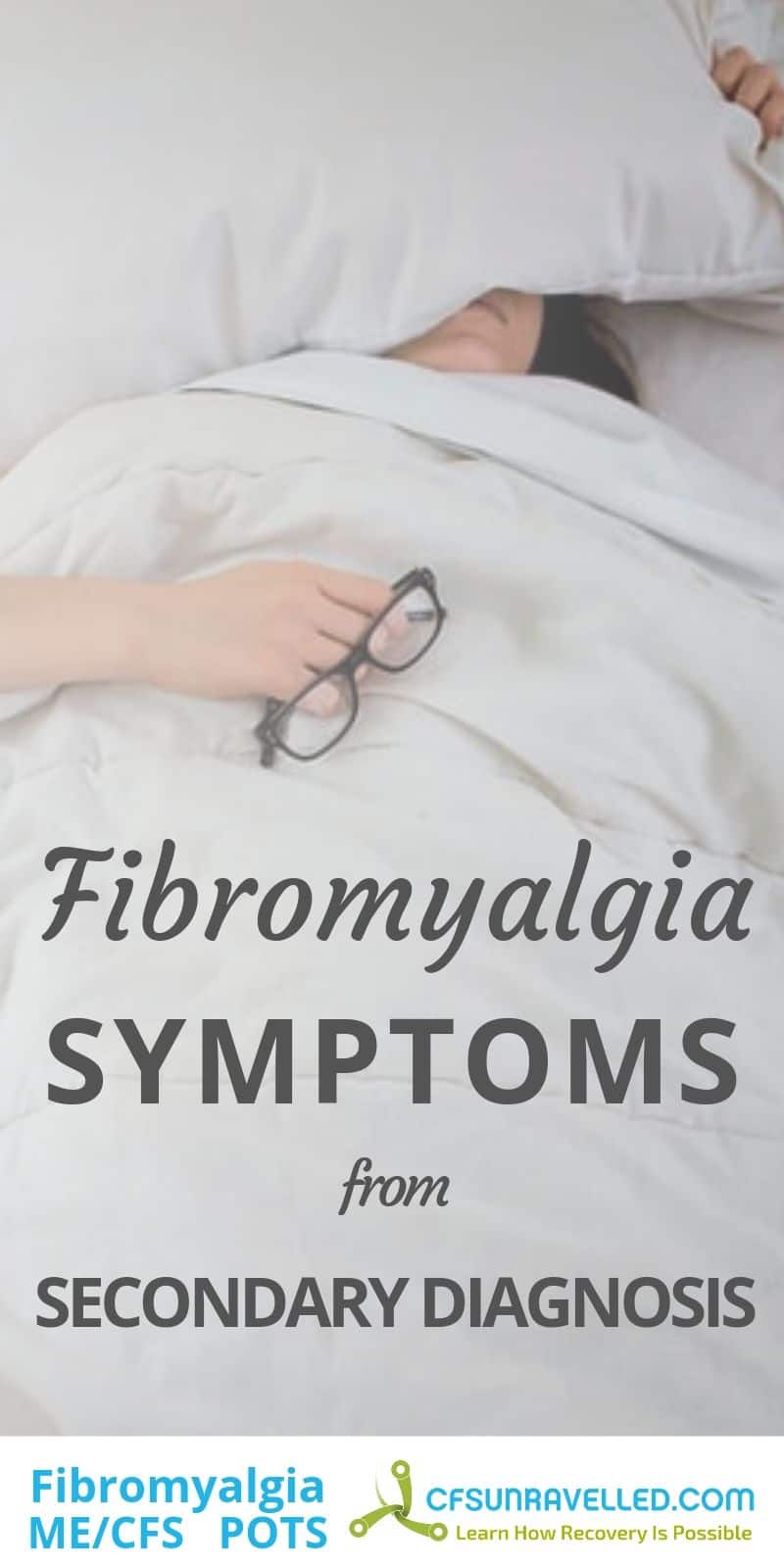 under bed cover with headline about fibromyalgia symptoms from secondary diagnosis